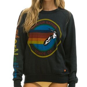 Aviator Nation Charcoal Sweatshirt with Rainbow Logo